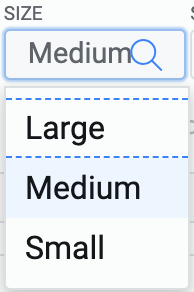 Image showing options for Button size
